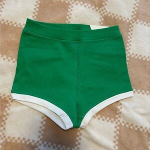 Aerie offline super shortie High Waist Green and White Women's Shorts
